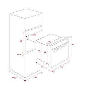 Kích thước lò nướng Teka HSB 615