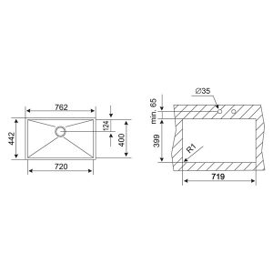 Kích thước chậu rửa bát Teka BE LINEA R0 72.40