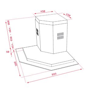 Kích thước máy hút mùi Teka DQ2 985