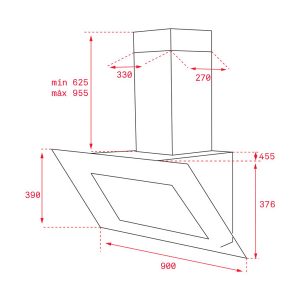 Kích thước máy hút mùi Teka QUADRO DLV 998 BK