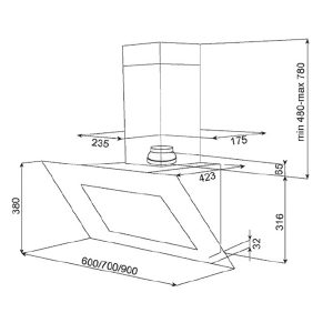 Kích thước máy hút mùi Teka DVT 985/785
