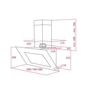 Kích thước máy hút mùi DVT 985 White