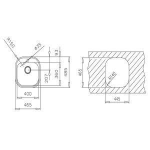 Kích thước chậu rửa bát Teka STYLO 1B