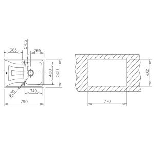 Kích thước chậu rửa bát Teka UNIVERSO 79 1B 1D