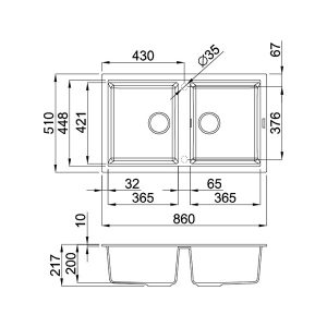 Kích thước chậu rửa bát đá Malloca NERO K-45040