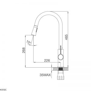 Kích thước vòi rửa bát Malloca K012C