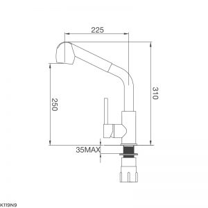 Kích thước vòi rửa bát Malloca K119-N9