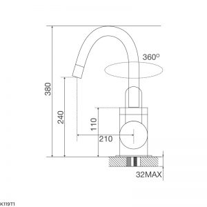 Kích thước vòi rửa bát Malloca K119T1
