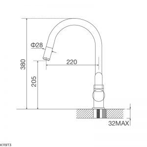 Kích thước vòi rửa bát Malloca K119T3