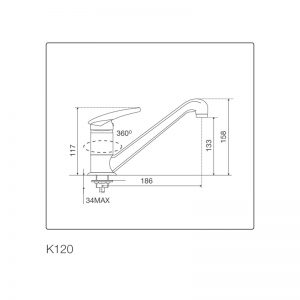 Kích thước vòi rửa bát Malloca K120