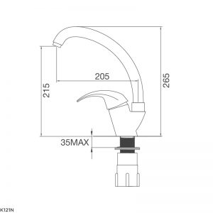 Kích thước vòi rửa bát Malloca K121N