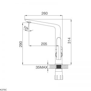 Kích thước vòi rửa bát Malloca K275C