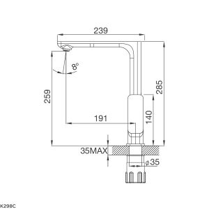 Kích thước vòi rửa bát Malloca K298C