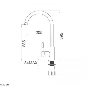 Kích thước vòi rửa bát Malloca K569-SN