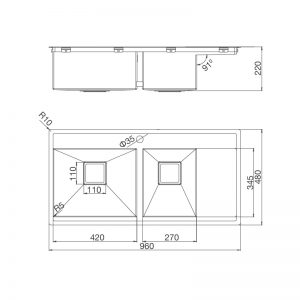 Kích thước chậu rửa bát Malloca MS 6305T