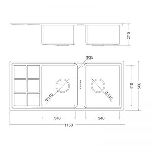 Kích thước chậu rửa bát Malloca MS 8815L