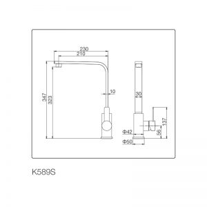 Kích thước vòi rửa bát Malloca K589-S