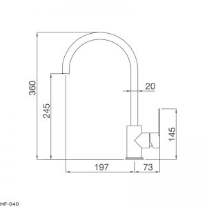 Kích thước vòi rửa bát Malloca MF-040