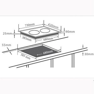Kích thước bếp từ Kocher DI-730S