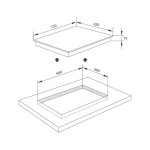 Kích thước bếp ga âm Malloca GHG 732A NEW