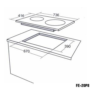 Kích thước bếp từ Feuer FE-20P8