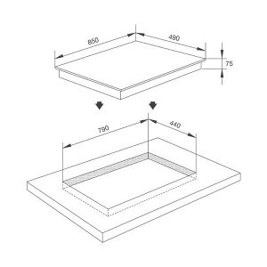 Kích thước bếp ga âm Malloca AS 9403B