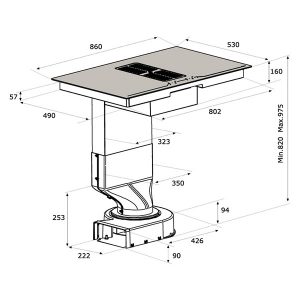 Kích thước bếp từ Malloca HIH- 864