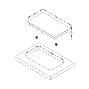 Kích thước bếp hồng ngoại domino Malloca MDR-302