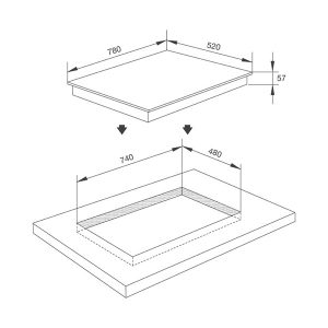 Kích thước bếp từ Malloca MI-784 ITG