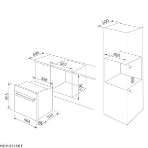 Kích thước lò nướng Malloca MOV-655EGT