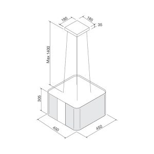 Kích thước máy hút mùi Malloca CUBE F-181