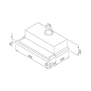 Kích thước máy hút mùi Malloca H204.9