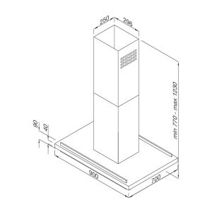 Kích thước máy hút mùi Malloca JOINT-I900A