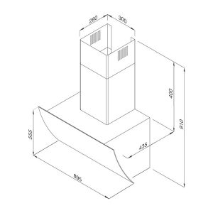 Kích thước máy hút mùi Malloca MC 1090