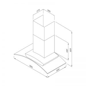 Kích thước máy hút mùi Malloca MC 9077 LCD