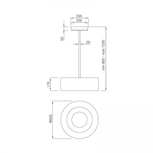 Kích thước máy hút mùi Malloca MOON-I230F