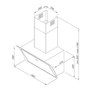 Kích thước máy hút mùi Malloca Plana K3444