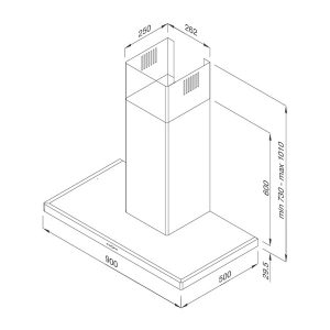 Kích thước máy hút mùi Malloca SLIM K1522