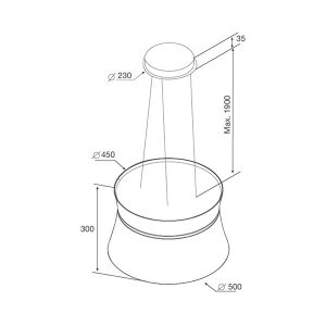Kích thước máy hút mùi Malloca SOPHIE K-500B