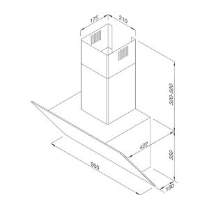 Kích thước máy hút mùi Malloca VITA V-15 GRES