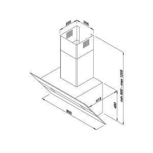 Kích thước máy hút mùi Malloca KITE BLACK-K200B