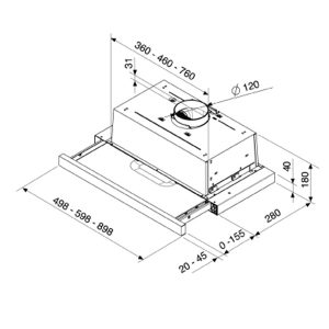 Kích thước máy hút mùi Brandt AT1346X