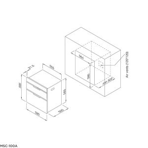 Kích thước máy sấy bát Malloca MSC-100A