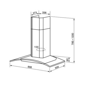Kích thước máy hút mùi Rosieres RHV9385IN