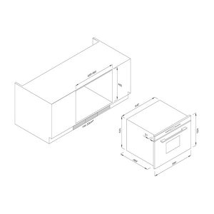 Kích thước lò hấp Malloca MST35-IX03 Black
