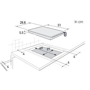 Kích thước bếp ga âm domino Brandt TG1120B