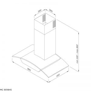 Kích thước máy hút mùi Malloca MC 9018HS
