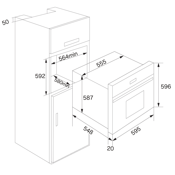 Kích thước lò nướng Elica LN 5601A Lò nướng Elica LN 5601A