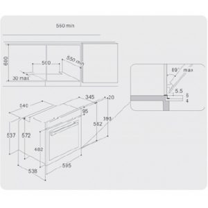 Kích thước lò nướng Elica LN EEO 60 IX