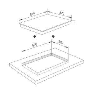 Kích thước bếp từ Elica EIH 4 Z 60